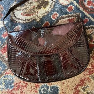 Brown/Purple Leather Clutch Purse